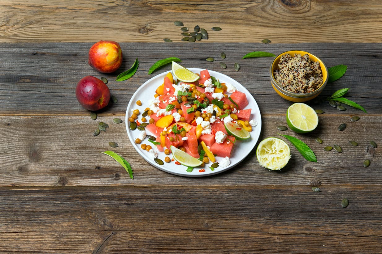 Wassermelonen-Ziegenkäse-Salat
