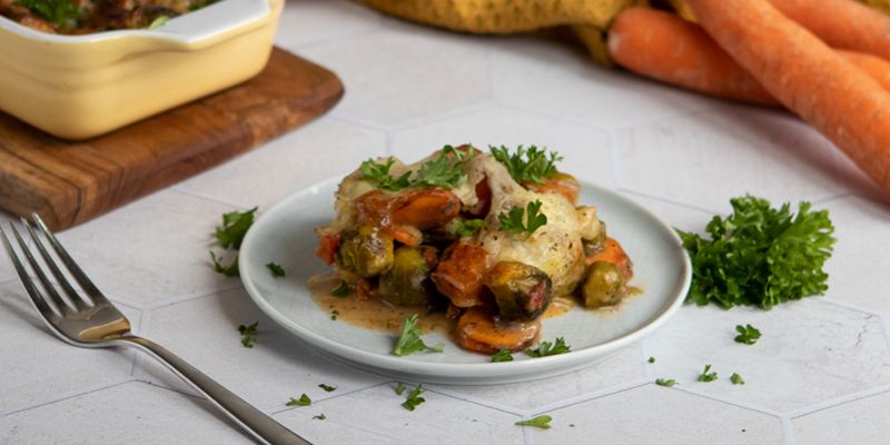 Rosenkohl-Mozzarella-Gratin