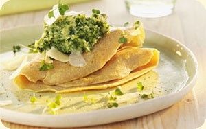 Buchweizen-Pfannkuchen mit Pesto