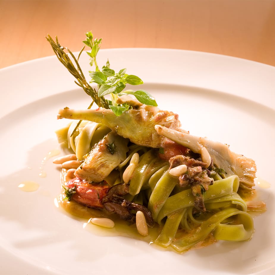 Grüne Tagliatelle an Feigensenfsauce