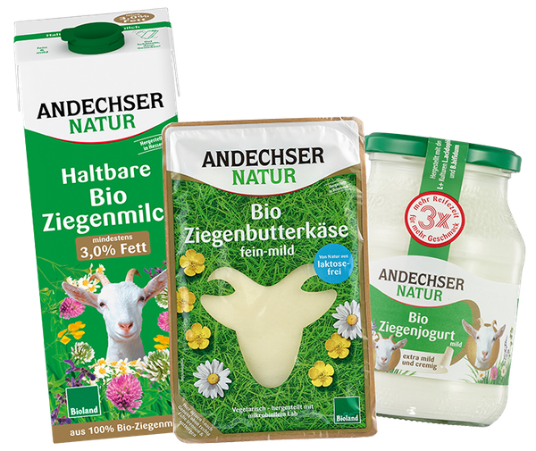 20 % Rabatt* auf alle Bio-Ziegenmilchprodukte von Andechser Natur